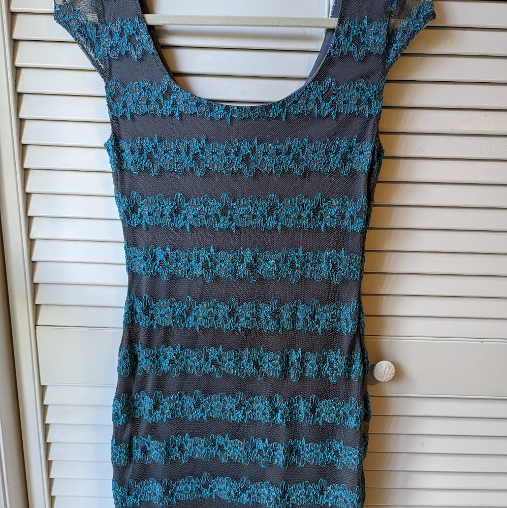 Grey and blue mini dress